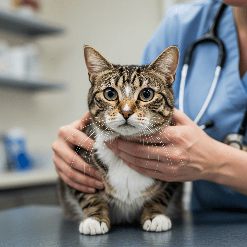 Happy dog at the veterinary clinic